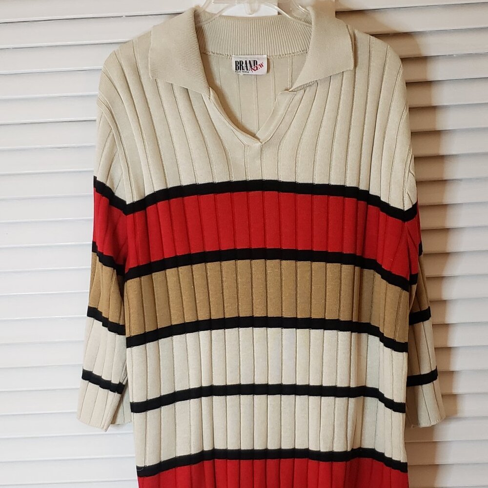 Excellent Condition Red Caramel & Cream Sweater (1X)